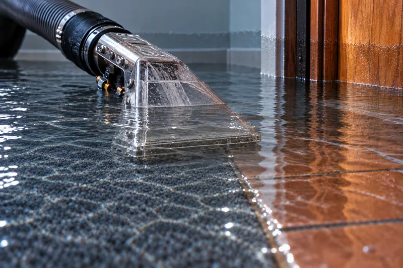Water Extraction in Sherman extraction head at a floor threshold